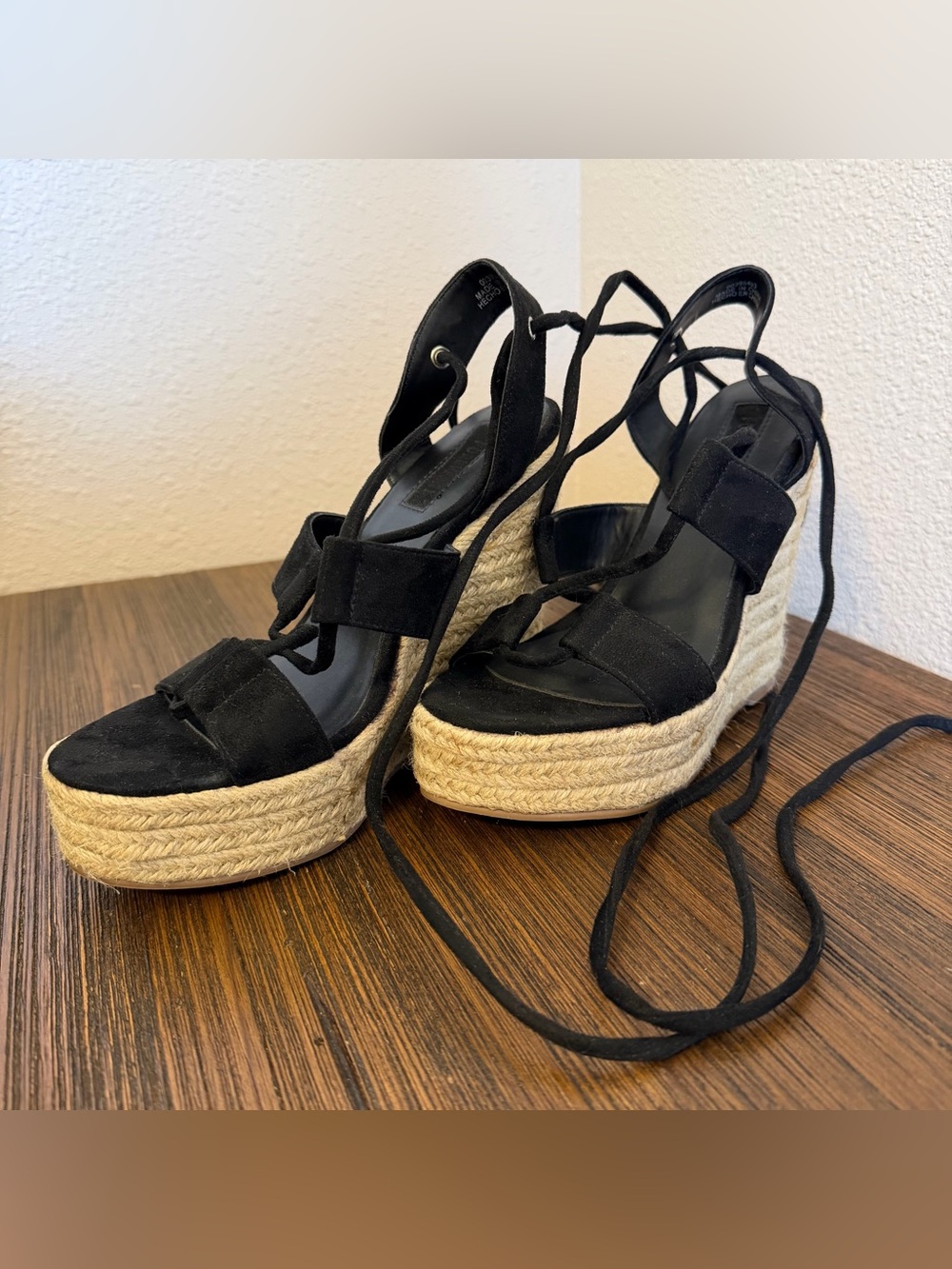 Forever 21 women’s US 6.5 black strappy wedges bohemian whimsigoth festival punk